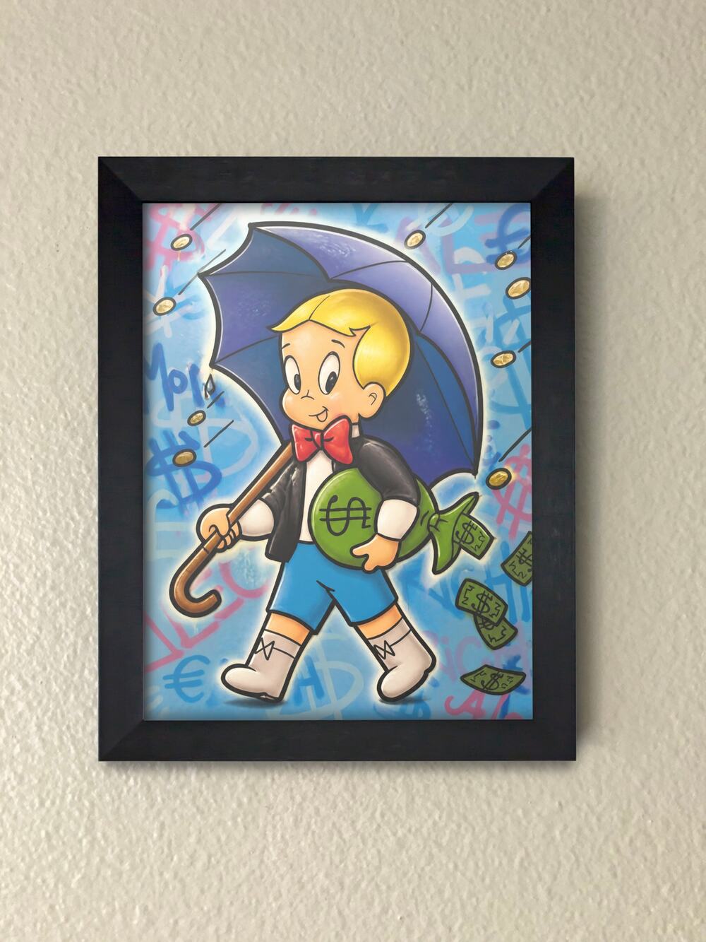 Richie Rich Money Graffiti Wall Art Street Art Framed Print Decor